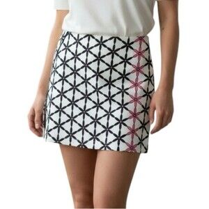 Golftini Twiggy Golf Skort  Size 6L  Pink Black White Floral Trellis Print Skirt